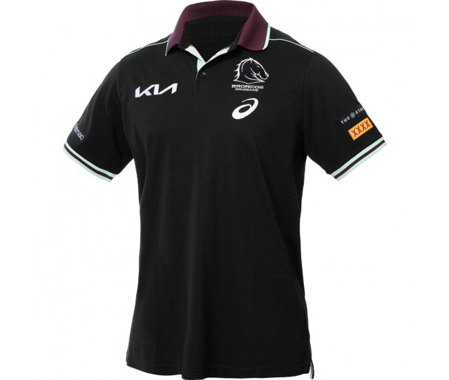 Brisbane Broncos Rugby Mens Black Training Polo 2025