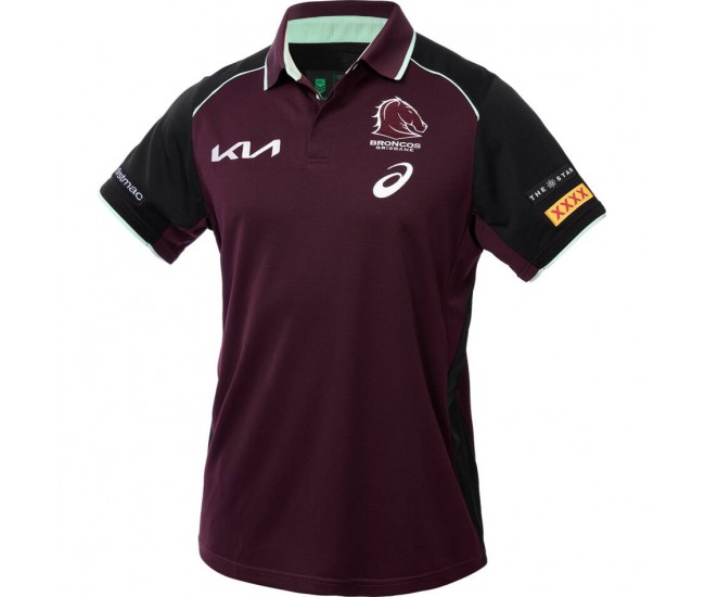 Brisbane Broncos Rugby Mens Maroon Training Polo 2025