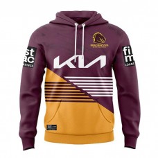 Brisbane Broncos Rugby Mens Team Hoodie 2024