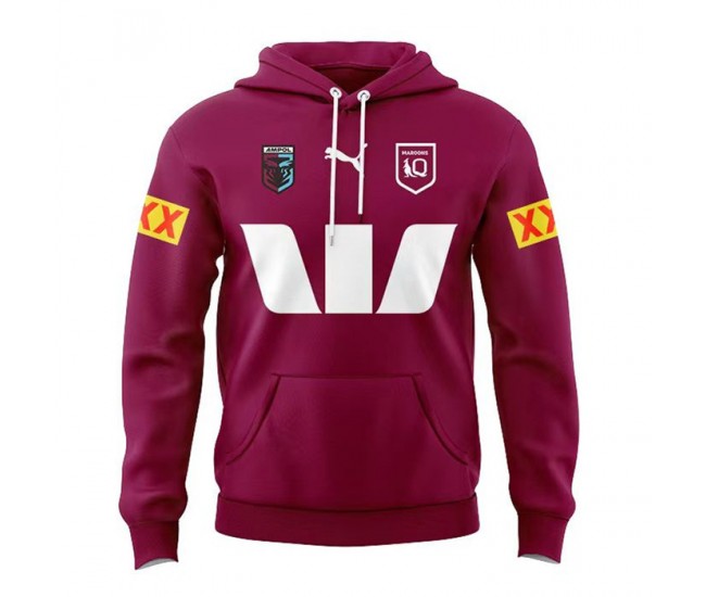 QLD Maroons Rugby Mens Team Hoodie Red 2024