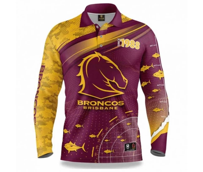 Brisbane Broncos Rugby Mens Fishfinder Fishing Shirt 2022