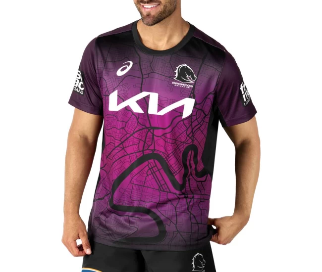 Brisbane Broncos Rugby Mens Black Training Tee 2024