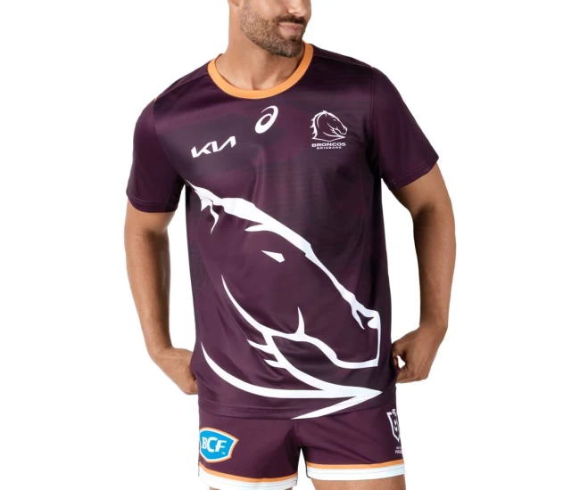 Brisbane Broncos Rugby Mens Run Out Training Tee 2024