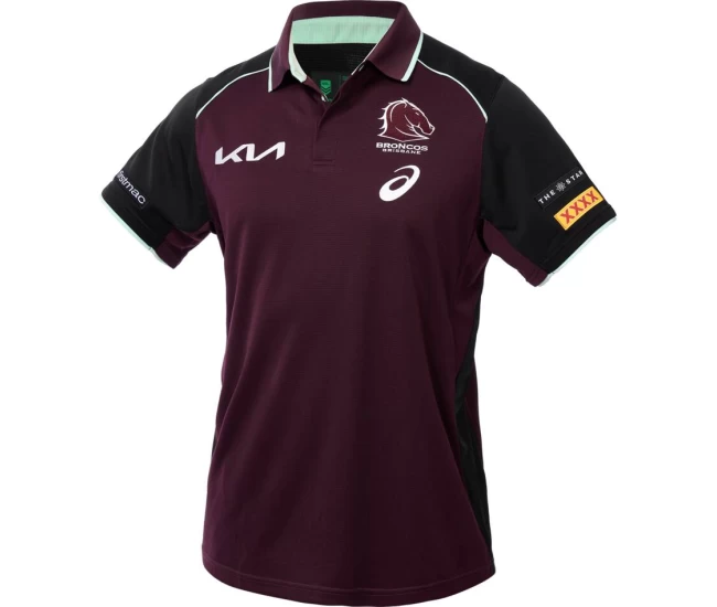 Brisbane Broncos Rugby Mens Maroon Training Polo 2025