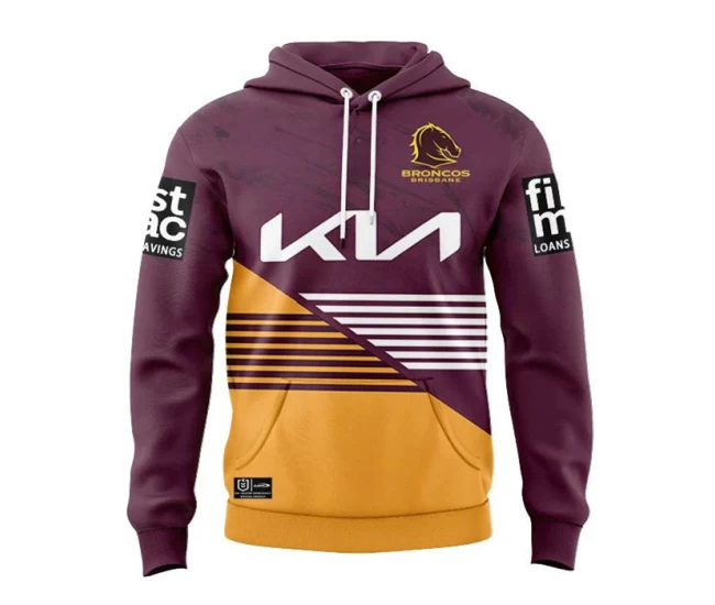 Brisbane Broncos Rugby Mens Team Hoodie 2024