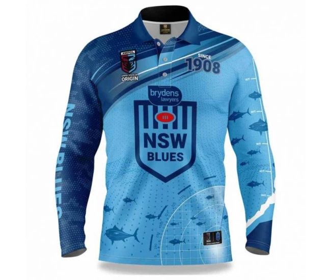 NSW Blues Rugby Mens Fishfinder Fishing Shirt 2022