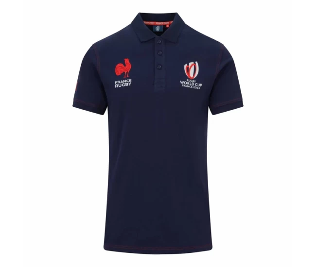 France Rugby RWC Mens Cotton Navy Polo 2023