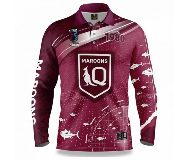 QLD Maroons Mens Fishfinder Fishing Shirt 2022